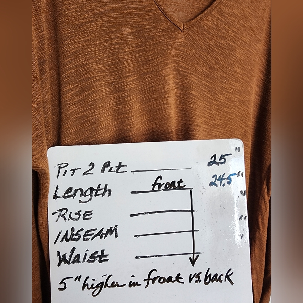 Madewell Long-Sleeve Copper V-Neck Hi-low Tee SZ Medium - Picture 6 of 6